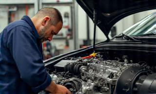 Mechanic performing a transmission rebuild at Advance Transmissions